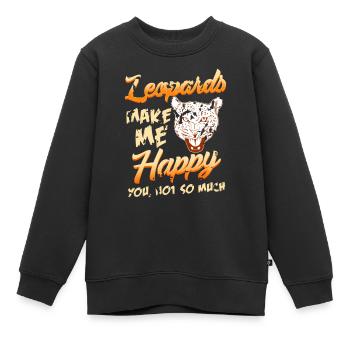 Leopards Make Me Happy Sarcastic Wild Cat Mood - Kinder Premium Organic Sweatshirt - Schwarz - Vorne - AI Model Kid Female (0cm)