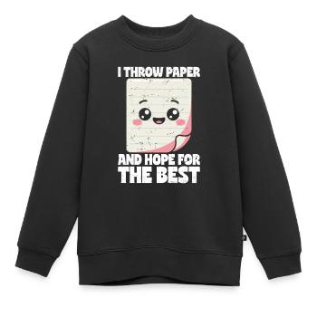 Papier Werfen Schere Stein Papier Geschenk - Kinder Premium Organic Sweatshirt - Schwarz - Vorne - AI Model Kid Female (0cm)