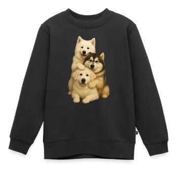 Chien Chiens Chiens mignons - Sweat Premium enfant bio - noir - Devant - AI Model Kid Female (0cm)