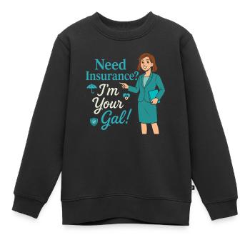 Brauchen Sie eine Versicherung? Ich bin Ihr Mann! - Kinder Premium Organic Sweatshirt - Schwarz - Vorne - AI Model Kid Female (0cm)
