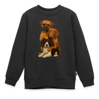 Chien Chiens Chiens mignons - Sweat Premium enfant bio - noir - Devant - AI Model Kid Female (0cm)