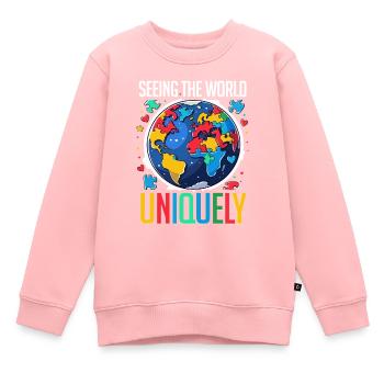 Autist Autismus See the world Uniquely - Kinder Premium Organic Sweatshirt - Rosa - Vorne - AI Model Kid Female (0cm)