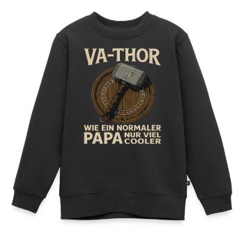VA-THOR – Papa Design mit Mjölnir & Runen - Kinder Premium Organic Sweatshirt - Schwarz - Vorne - AI Model Kid Female (0cm)