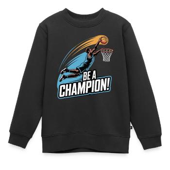 SPIELEN SEI EIN CHAMPION - Kinder Premium Organic Sweatshirt - Schwarz - Vorne - AI Model Kid Female (0cm)
