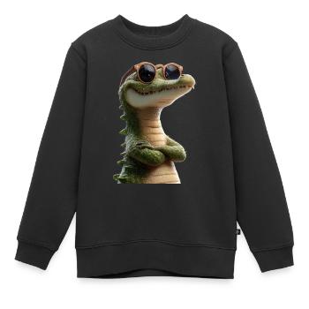 Krokodil Alligator Reptilien Kroko Liebe Krokodile - Kinder Premium Organic Sweatshirt - Schwarz - Vorne - AI Model Kid Female (0cm)