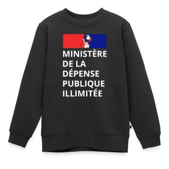 MINISTERE DE LA DEPENSE PUBLIQUE ILLIMITEE - Sweat Premium enfant bio - noir - Devant - AI Model Kid Female (0cm)