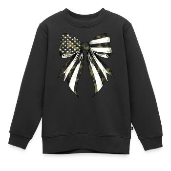 Coquette Schleife Camouflage US Flagge Stolz - Kinder Premium Organic Sweatshirt - Schwarz - Vorne - AI Model Kid Female (0cm)