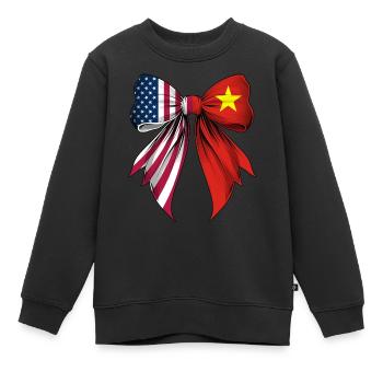Coquette Bow Vietnam Roots Heritage Vietnamesisch - Kinder Premium Organic Sweatshirt - Schwarz - Vorne - AI Model Kid Female (0cm)
