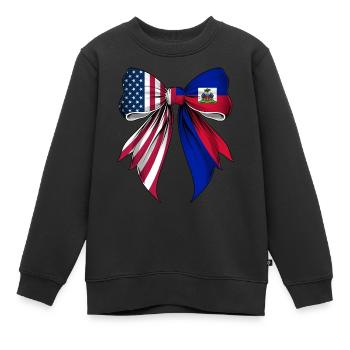 Coquette Boucle Haïti Racines Patrimoine - Sweat Premium enfant bio - noir - Devant - AI Model Kid Female (0cm)