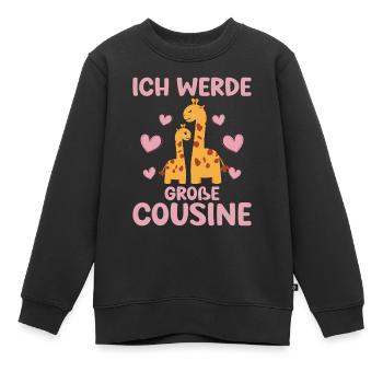 Cousine Ich werde große Cousine Baby Giraffen - Kinder Premium Organic Sweatshirt - Schwarz - Vorne - AI Model Kid Female (0cm)
