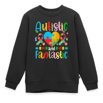 Autiste Autisme Autiste et fantastique - Sweat Premium enfant bio - noir - Devant - AI Model Kid Female (0cm)