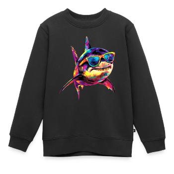 requin requin tigre requin plongeur requins mignons grand requin blanc - Sweat Premium enfant bio - noir - Devant - AI Model Kid Female (0cm)