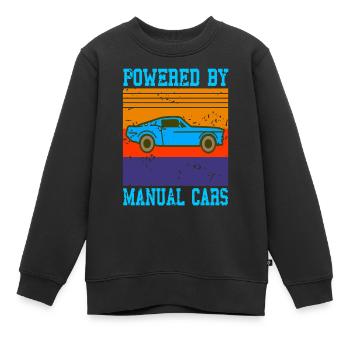 Powered by Manual Cars Retro Driving Style - Kinder Premium Organic Sweatshirt - Schwarz - Vorne - AI Model Kid Female (0cm)