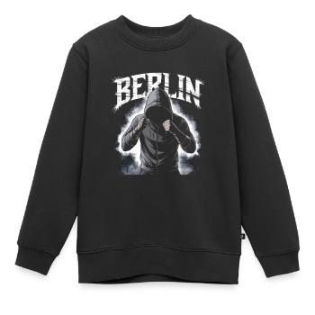 Paysage urbain berlinois de style graffiti - Sweat Premium enfant bio - noir - Devant - AI Model Kid Female (0cm)