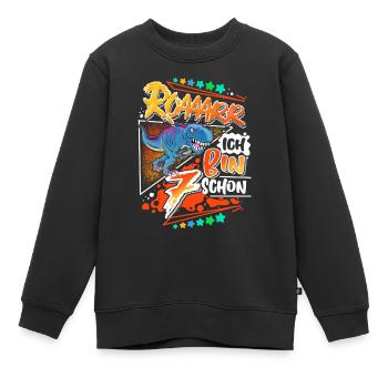 7ème anniversaire dinosaure T Rex - Sweat Premium enfant bio - noir - Devant - AI Model Kid Female (0cm)