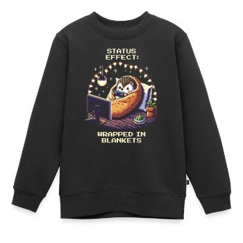 Status: Eingekuschelt in Decken - Kinder Premium Organic Sweatshirt - Schwarz - Vorne - AI Model Kid Female (0cm)