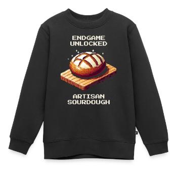 Fin de partie débloquée | Fabrication de levain - Sweat Premium enfant bio - noir - Devant - AI Model Kid Female (0cm)