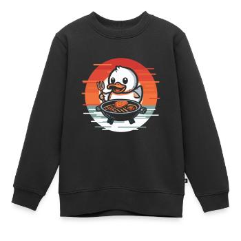 Barbecue canard en caoutchouc canard Canard en caoutchouc Barbecue - Sweat Premium enfant bio - noir - Devant - AI Model Kid Female (0cm)
