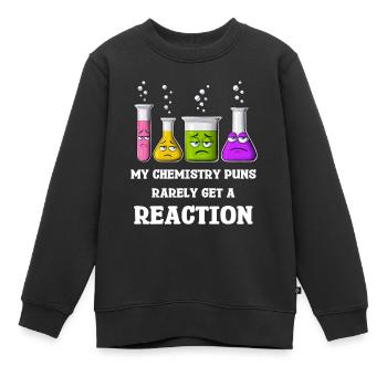 Meine Chemie-Wortspiele bekommen selten Reaktionen - Kinder Premium Organic Sweatshirt - Schwarz - Vorne - AI Model Kid Female (0cm)