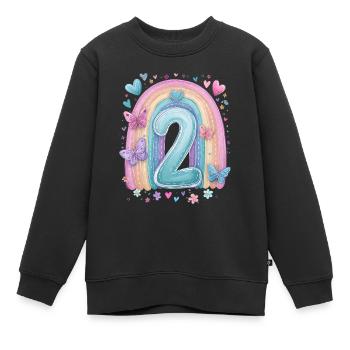Pastel Rainbow 2 Years Second Birthday - Kids Premium Organic Sweatshirt - black - Front - AI Model Kid Female (0cm)