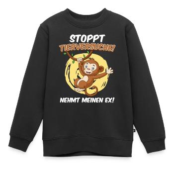 Tierschutz STOPPT TIERVERSUCHE NEHMT MEINEN EX - Kinder Premium Organic Sweatshirt - Schwarz - Vorne - AI Model Kid Female (0cm)