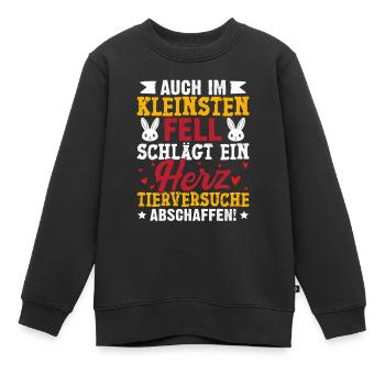 Tierschutz AUCH IM KLEINSTEN FELL SCHLÄGT EIN HERZ - Kinder Premium Organic Sweatshirt - Schwarz - Vorne - AI Model Kid Female (0cm)