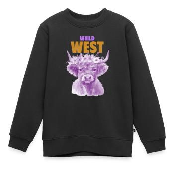 WILD WEST COW VIOLET - Kids Premium Organic Sweatshirt - black - Front - AI Model Kid Female (0cm)