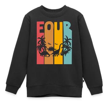 Dinosaure 4ème Anniversaire - Sweat Premium enfant bio - noir - Devant - AI Model Kid Female (0cm)