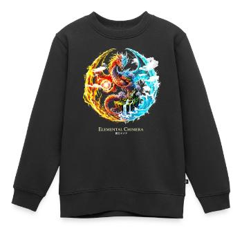 Chimère élémentaire – Dragon de feu et d’eau - Sweat Premium enfant bio - noir - Devant - AI Model Kid Female (0cm)
