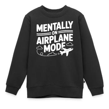Mentalement en mode avion - Sweat Premium enfant bio - noir - Devant - AI Model Kid Female (0cm)