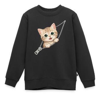 Cat, Costume, Cute Kitten, Zipper - Kids Premium Organic Sweatshirt - black - Front - AI Model Kid Female (0cm)