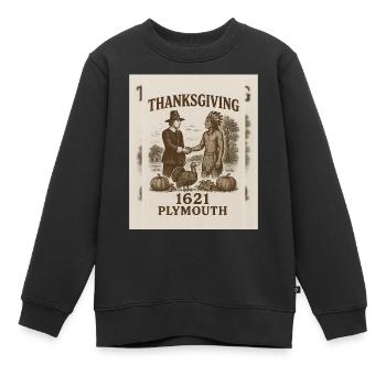 Thanksgiving 1621 Plymouth Vintage Design - Sweat Premium enfant bio - noir - Devant - AI Model Kid Female (0cm)