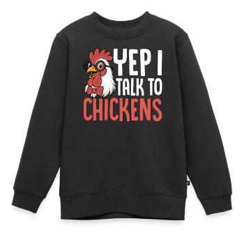 Je m’adresse à des poules en disant - Sweat Premium enfant bio - noir - Devant - AI Model Kid Female (0cm)