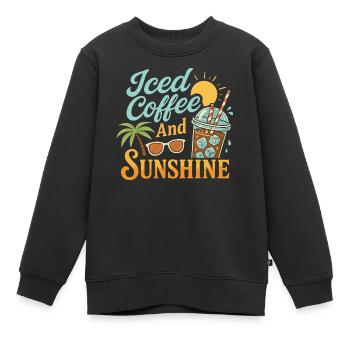 Eiskaffee und Sonnenschein - Kinder Premium Organic Sweatshirt - Schwarz - Vorne - AI Model Kid Female (0cm)