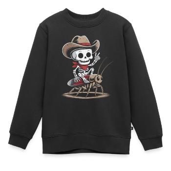 Cow-boy squelette sur cafard - Sweat Premium enfant bio - noir - Devant - AI Model Kid Female (0cm)
