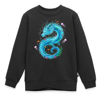 Wasserdrache mit Meeresbewohnern - Kinder Premium Organic Sweatshirt - Schwarz - Vorne - AI Model Kid Female (0cm)