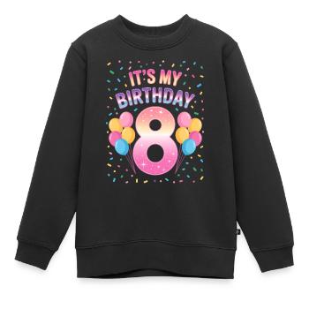8 Jahre Mädchen It’s My Birthday Kinder Geburtstag - Kinder Premium Organic Sweatshirt - Schwarz - Vorne - AI Model Kid Female (0cm)