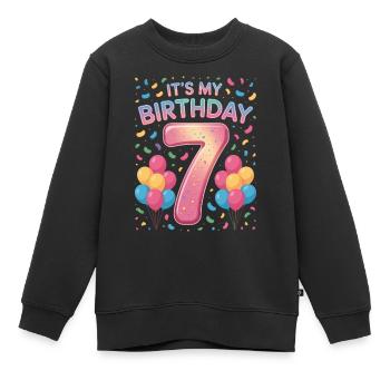 It’s My Birthday Kinder Geburtstag 7 Jahre Mädchen - Kinder Premium Organic Sweatshirt - Schwarz - Vorne - AI Model Kid Female (0cm)