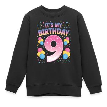 9 Jahre Mädchen It’s My Birthday Kinder Geburtstag - Kinder Premium Organic Sweatshirt - Schwarz - Vorne - AI Model Kid Female (0cm)