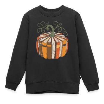 Bücherkürbis für Leseratten Kürbis Bücher - Kinder Premium Organic Sweatshirt - Schwarz - Vorne - AI Model Kid Female (0cm)