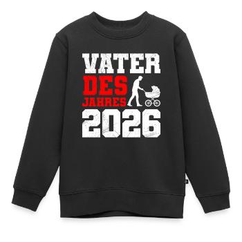 Paternité PÈRE DE L’ANNÉE 2026 DRÔLE - Sweat Premium enfant bio - noir - Devant - AI Model Kid Female (0cm)