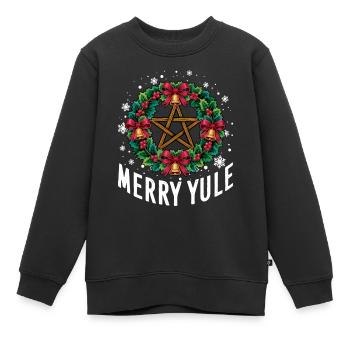 Frohes Julfest Weihnachtszeit Weihnachten - Kinder Premium Organic Sweatshirt - Schwarz - Vorne - AI Model Kid Female (0cm)