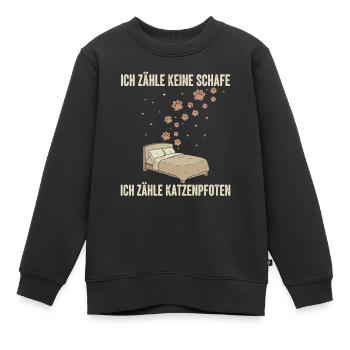 Ich zähle Katzenpfoten Bettdekor - Kinder Premium Organic Sweatshirt - Schwarz - Vorne - AI Model Kid Female (0cm)