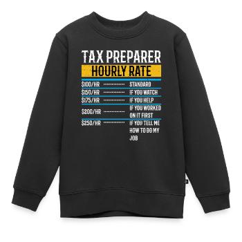 Steuerberater Stundensatz Lustig Steuersaison Steuertag - Kinder Premium Organic Sweatshirt - Schwarz - Vorne - AI Model Kid Female (0cm)