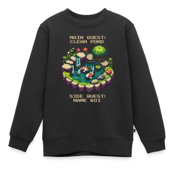 Quête principale : Nettoyage de l’étang | Étang de jardin de carpes koï - Sweat Premium enfant bio - noir - Devant - AI Model Kid Female (0cm)