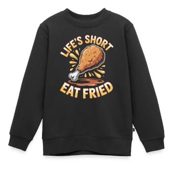  Lebenskurz Hähnchen Liebhaber Frittiertes Essen - Kinder Premium Organic Sweatshirt - Schwarz - Vorne - AI Model Kid Female (0cm)