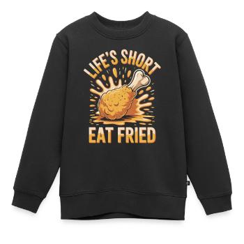 Poulet frit Foodie : la vie est courte manger frit - Sweat Premium enfant bio - noir - Devant - AI Model Kid Female (0cm)