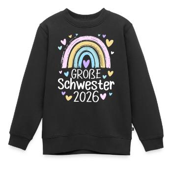 Große Schwester 2026 Regenbogen - Kinder Premium Organic Sweatshirt - Schwarz - Vorne - AI Model Kid Female (0cm)