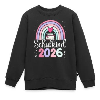 Schulkind 2026 Regenbogen - Kinder Premium Organic Sweatshirt - Schwarz - Vorne - AI Model Kid Female (0cm)