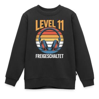 Level 11 Geburtstag Freigeschaltet - Kinder Premium Organic Sweatshirt - Schwarz - Vorne - AI Model Kid Female (0cm)